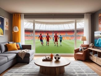 Fotbollslag och villa illustration